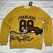 Men's Blind Rooster Fearless Tiger Sweatshirt Long Sleeves Gold Sz L NWT picture