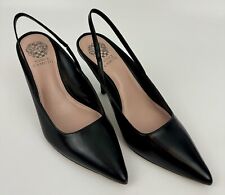 NEW Vince Camuto Riveq Slingback Stiletto Heel Shoe Sz 8M Black Leather Women's picture