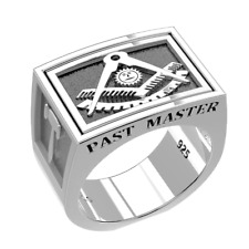 Men's Heavy 925 Sterling Silver Freemason Past Master Ring Band, Size 8 to 13 picture