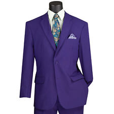 LUCCI Men's Purple 2-Button Classic-Fit Poplin Polyester Suit - NEW picture