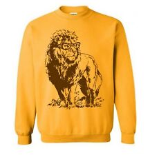 Lion Sweater, Funny Lion Sweatshirt, Lion with Glasses, Gold Fleece Sweater picture