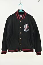 Vintage USA Rugby 1897 Mens Black Varsity Jacket Size XL picture