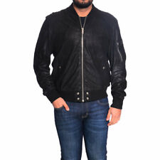 DIESEL L NIKOLAI Mens Bomber Jacket Leather Cafe Racer Winter Outwear Black Coat picture