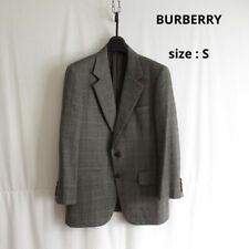 90s BURBERRY Herringbone Tailored Jacket Blazer Gray Check Men Size S Used picture