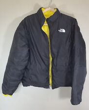 RARE North Face 900 DOWN JACKET Womens Sz Large Yellow Black Reversible  Convert picture