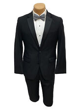 Men's Black Tuxedo with Flat Front Pants High Quality Merino Wool Modern Fit picture