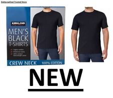 Kirkland Men's Black 100% Cotton Crew Neck T-shirt  2 OR 6 PACK picture