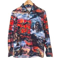 Decibel WWI Doughboy Fighter Pilot Combat Full Graphic Novelty Button Up Mens M picture