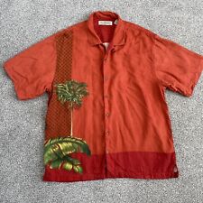 Tommy Bahama Mens Silk Camp Shirt Red Hawaiian Palm Tree Size Large picture
