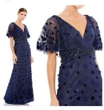 $698 Stunning mac duggal EMBELLISHED BEADED LACE BLUE FLORAL GOWN. Size 8 picture