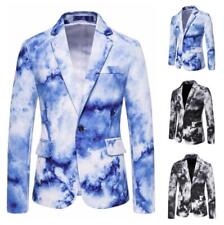 Men's Youth Fashion Suits Tie-dye Printed One Button Slim Blazer Sportcoat  picture