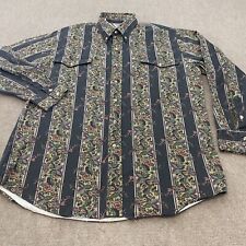 Vintage Cowboys Turtle by Roper Western Shirt Mens Large 16.5 Floral Striped picture