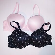 Set of 2 Victoria Secret Bra 40C Pink Black Solid Floral Push Up Body by Victori picture
