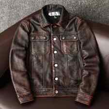 Vintage brown cowhide jacket Men genuine leather coat casual leather Jacket      picture