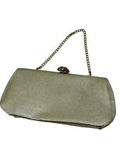 PRETTY Vintage Metallic Gold Clutch evening Bag Purse Crystal Closure iridescent picture