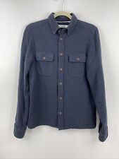 Ben Sherman COTTON TWILL LONG-SLEEVE OVERSHIRT Button Down Sz S Navy Blue picture