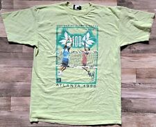 Vintage Atlanta 1996 Olympics T Shirt Short Sleeve Volleyball Green Size L USA picture