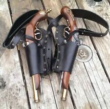 Pirate Leather Double Flintlock Gun Shoulder Cosplay Holster Steampunk Universal picture