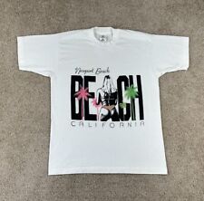 Vintage 90s Newport Beach California Bikini Model Neon Accent White T-Shirt picture