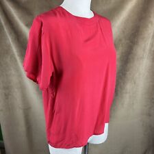 Anna & Frank Womens Vintage LARGE 100% Silk Red Blouse ~Sheer Shirt Top picture