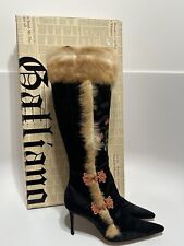 VTG JOHN GALLIANO AW2002 FUR TRIM BOOTS 36.5 picture
