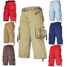 Eskaay Mens 100% Cotton Relaxed Casual Fit Cargo Long Shorts Army Pants Trousers picture
