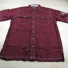 Game Guard Shirt Mens Large Burgundy Red Button Up Cotton Outdoor Short Sleeve picture