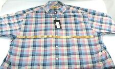 Gold Label Roundtree & Yorke Mens XLT Blue Plaid Button Down Shirt SS NWT picture