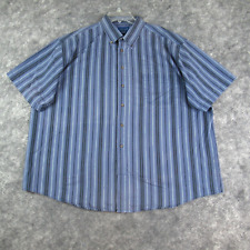 Town Craft Shirt Mens XXL 2XL Blue Striped Short Sleeve Button Up Wrinkle Free picture