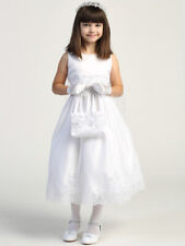 NEW Tulle w/Corded Embroidery Sequin Tea-Length Dress Holy Communion Flower Girl picture