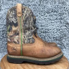 John Deere Boots Women's 8.5 M Men's 7 Western Cowboy Camo Brown Leather Work picture