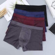 4PCS For Men Soft Bamboo Wear Underwear Shorts Ice Silk Mesh Boxer Briefs picture