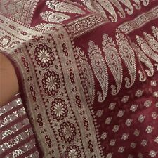 Sanskriti Vintage Heavy Indian Sarees Pure Satin Silk Woven Brocade Sari Fabric picture