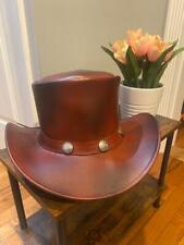 Black & Brown Genuine Leather Cowboy Western Hat Unisex picture