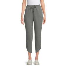 Time and Tru Women's Gray Dolphin Hem Tire Front Pull on Pants picture