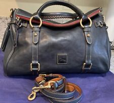 Dooney Bourke Dark Navy Blue Florentine Vacchetta Leather Large Satchel Handbag picture