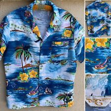 Vintage Don G Calfornia Shirt Don Giovanni Hawaiian Sailing Islands Aloha Tiki L picture