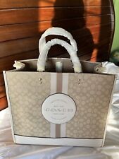 NWT COACH DEMPSEY CARRYALL WITH SIGNATURE JACQUARD light khaki/chalk C8418 picture