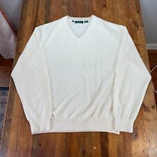 Bobby Jones Sweater Mens Large Ivory Cashmere Pullover V Neck Casual Preppy picture