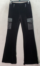 Vintage Joey B Flare Pants Girls Medium Black Velvet Polyester Pockets High Rise picture