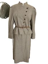 Vintage E. H. Woods Blazer Skirt Suit size Med Brown belt picture