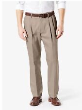 Dockers Signature Khakis Cotton Stretch Pleated Classic Fit Pants Tan 46x34  $62 picture