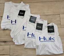 Lot of x5 Huk Performance Fishing White T Shirt's Sz L NWT New Decal Defects picture