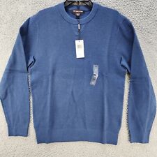 Michael Kors Sweater Men's Medium Denim Ribbed Contrasting Stitch Round Neck~ picture