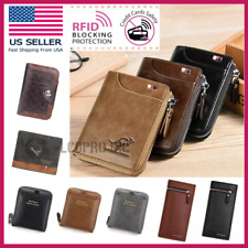 Mens RFID Blocking Leather Wallet Credit Card ID Holder Zipper Purse Waterproof picture