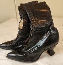 Vintage 1900's Edwardian Woman Boots Lace Up Black Leather W.L. Douglas $10 Shoe picture
