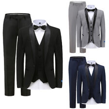 Men's Premium 3 Pieces Slim Fit Tuxedo Set (BLACK, GREY, NAVY, DUSTY ROSE) picture