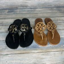 Tory Burch Sandals Lot Size 6.5 Thong Slip On Flip Flop Black Brown READ picture