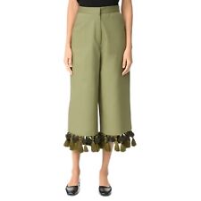 Style Mafia NWT $268 Funky Frida Green Wide Leg Crop Tassel Pants, Size M (8-10) picture