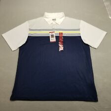 Callaway Golf Polo Shirt Men XL Blue White Striped Performance Wicking New picture